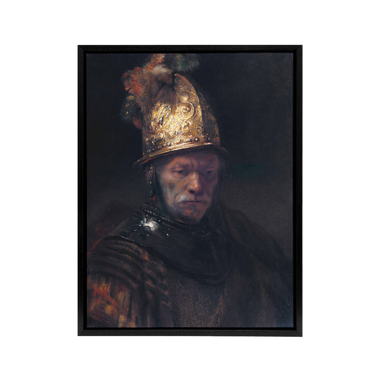 Rembrandt The Man With Golden Helmet Black Framed Canvas Wall Art Print