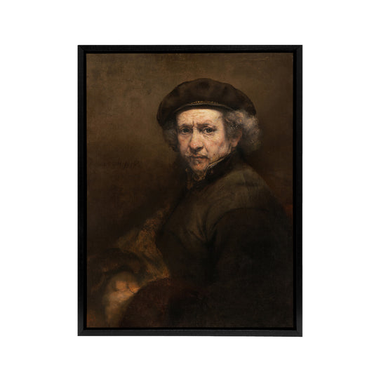 Rembrandt Self Portrait Black Framed Canvas Wall Art Print