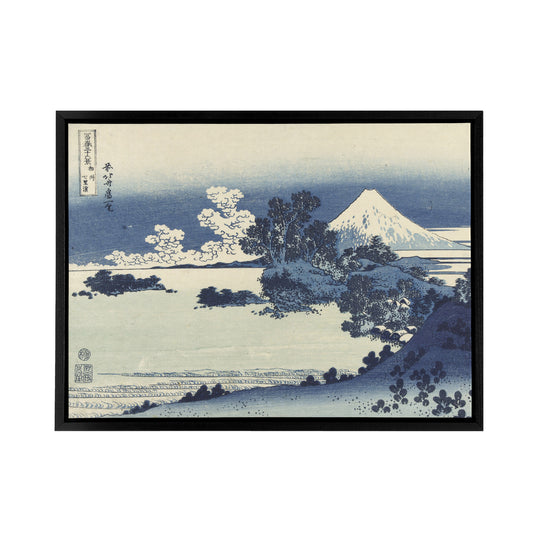 Hokusai Beach Of Shichirigahama Black Framed Canvas Japanese Art Print