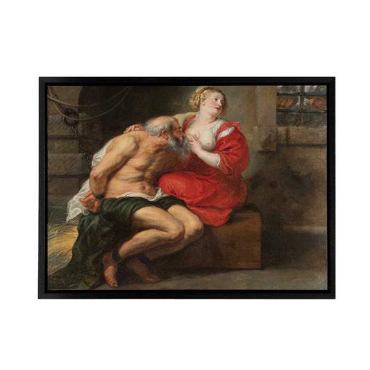 Peter Paul Rubens Cimon And Pero Black Framed Canvas Wall Art Print
