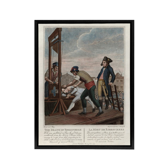 Guillotine Execution of Robespierre Black Framed Canvas Wall Art Print