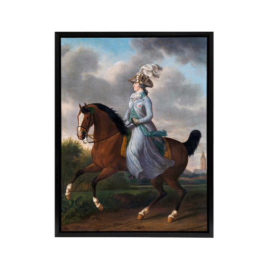 Haag Equestrian Portrait of Wilhelmina Black Framed Canvas Wall Art Print