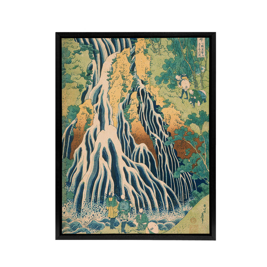 Hokusai Kirifuri Waterfall Mount Black Framed Canvas Japanese Art Print
