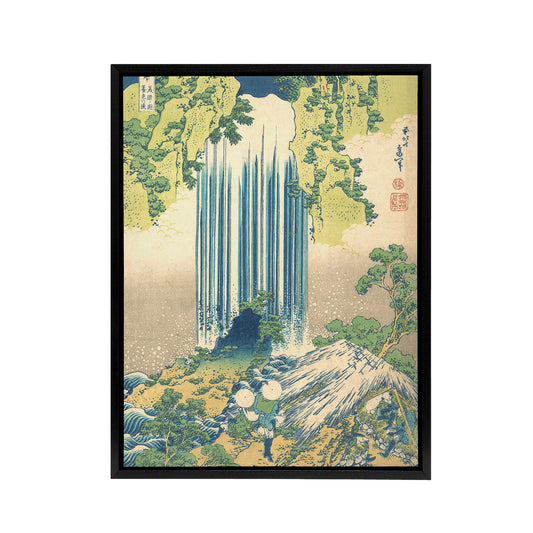 Hokusai Yoro Waterfall Black Framed Canvas Japanese Wall Art Print