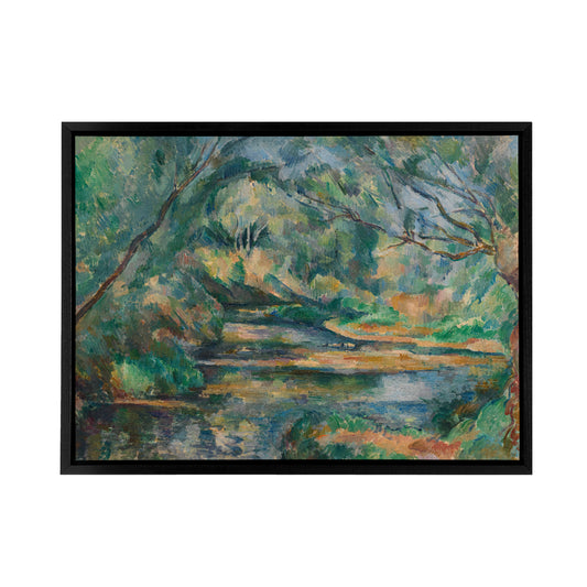 Cezanne The Brook River Landscape Black Framed Canvas Wall Art Print