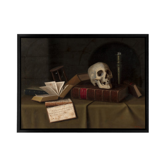William Michael Harnett Memento Mori Black Framed Canvas Wall Art Print