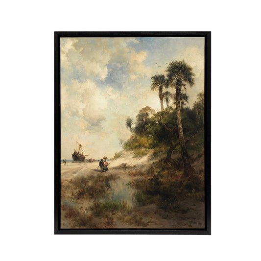 Thomas Moran Fort George Island Florida Black Framed Canvas Wall Art Print