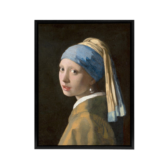 Johannes Vermeer Girl With A Pearl Earring Black Framed Canvas Art Print
