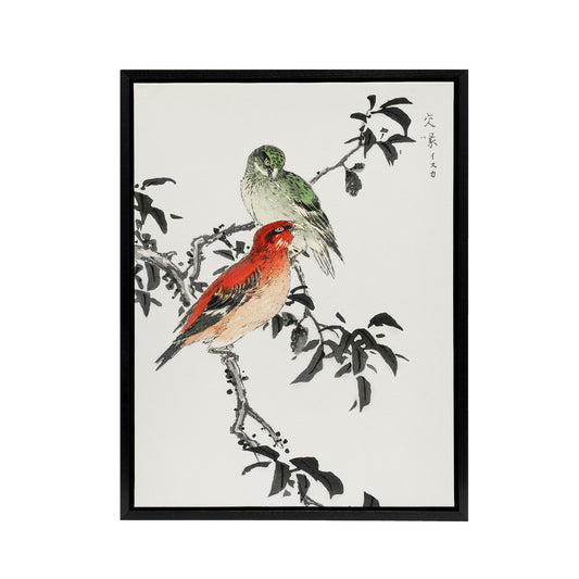 Crossbill Birds Japanese Framed Canvas Wall Art Print Numata Kashu
