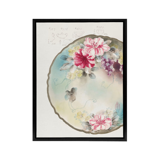 Vintage Floral Design For Plate Framed Canvas Wall Art Print Noritake