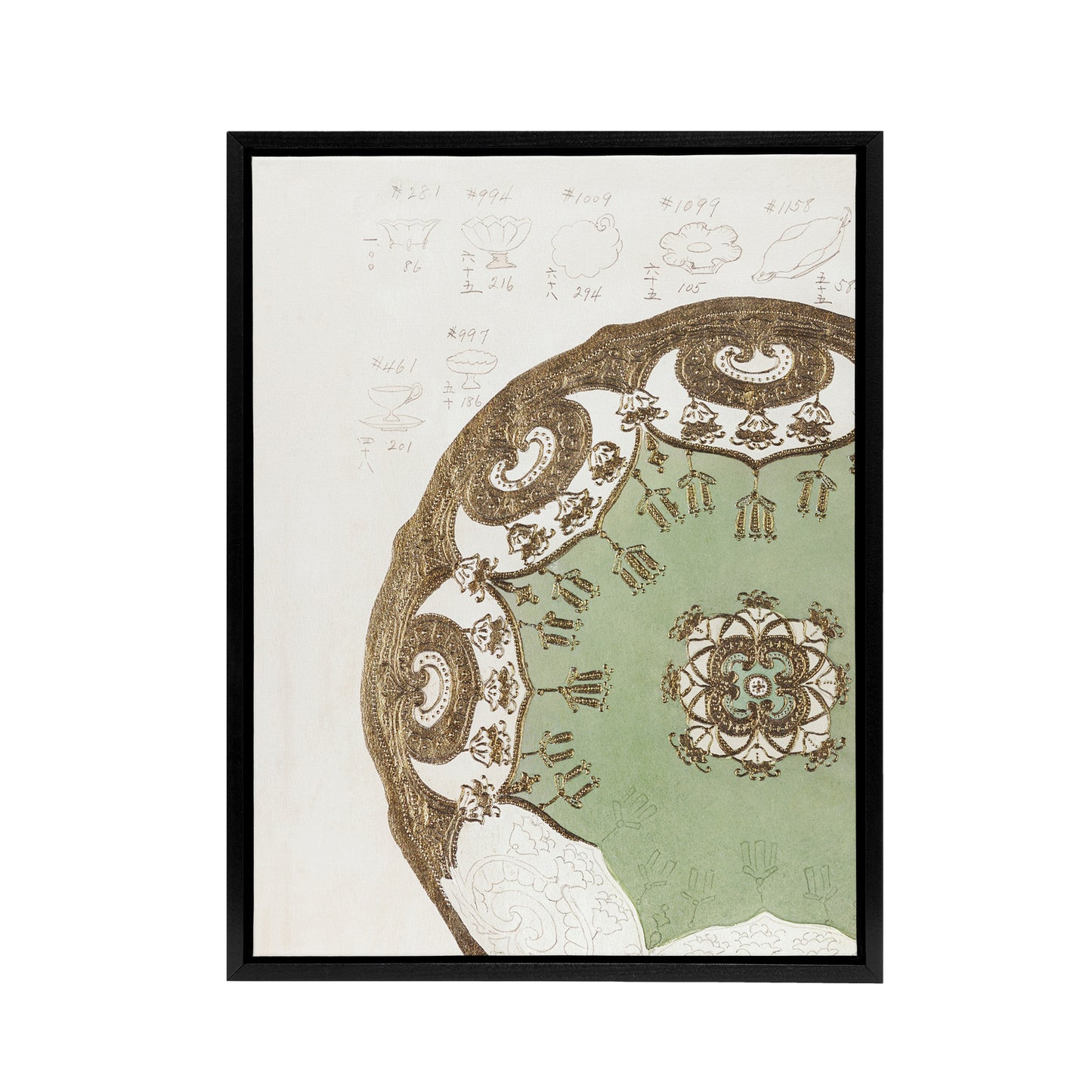 Vintage Japanese Design For Plate Framed Canvas Wall Art Print Noritake