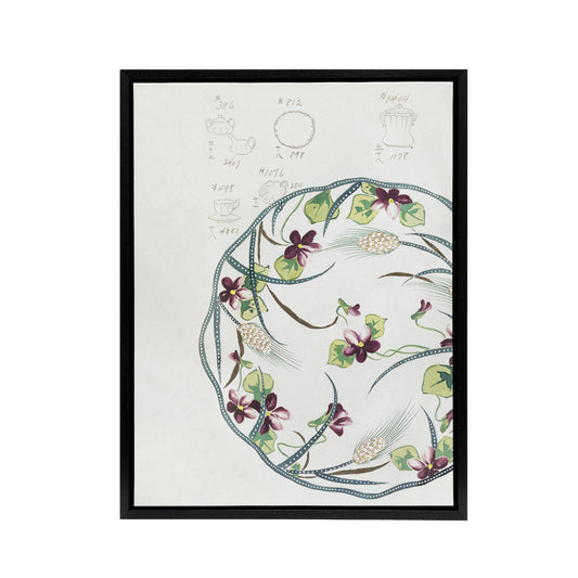 Vintage Floral Plate Design Framed Canvas Wall Art Print Noritake