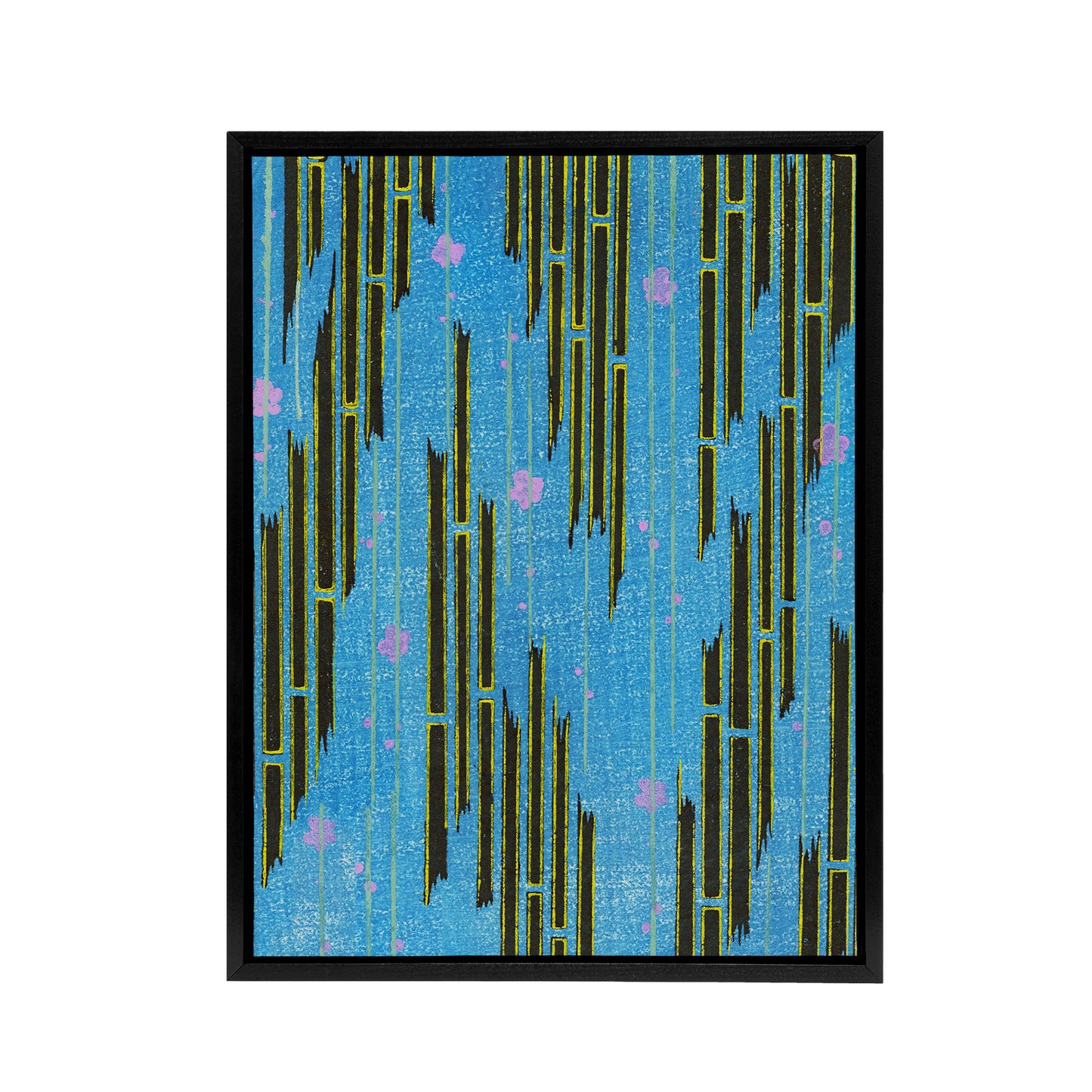 Flowers and Bamboo Vintage Pattern Framed Canvas Wall Art Print Korin