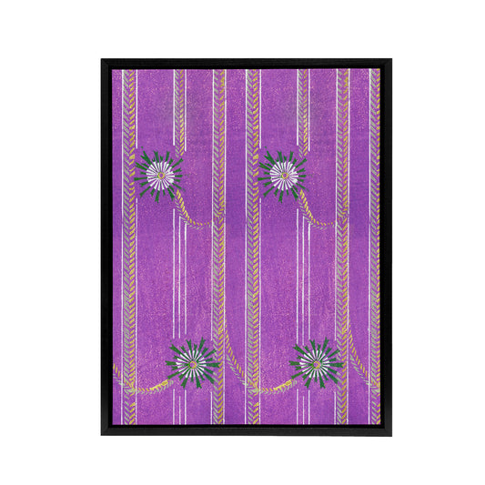 Purple Floral Vintage Pattern Framed Canvas Wall Art Print Furuya Korin