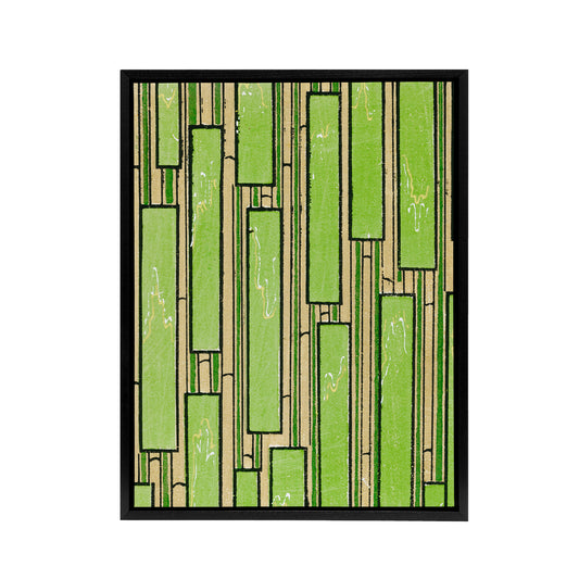 Green Bamboo Vintage Pattern Framed Canvas Wall Art Print Furuya Korin