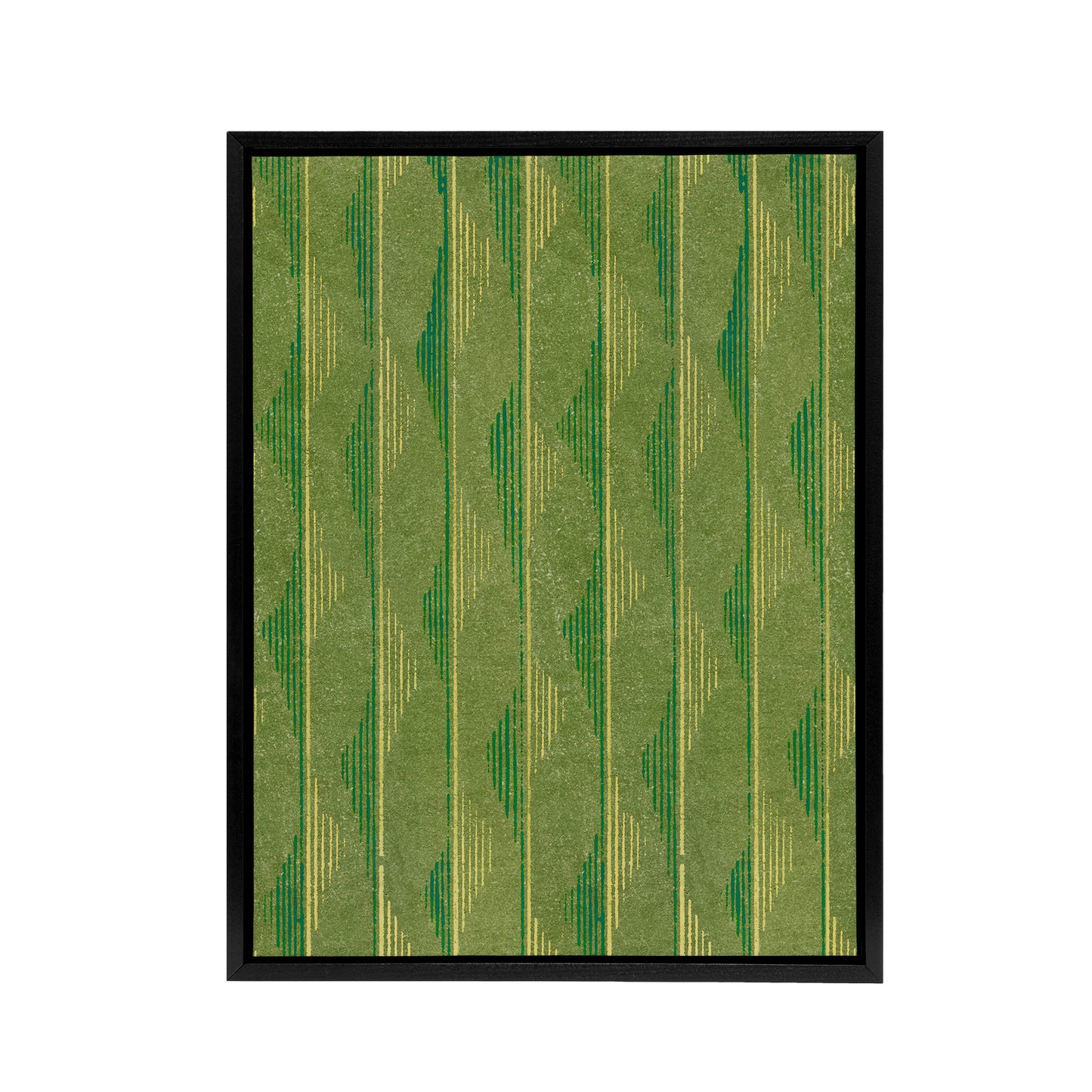 Green Lines Vintage Pattern Framed Canvas Wall Art Print Furuya Korin