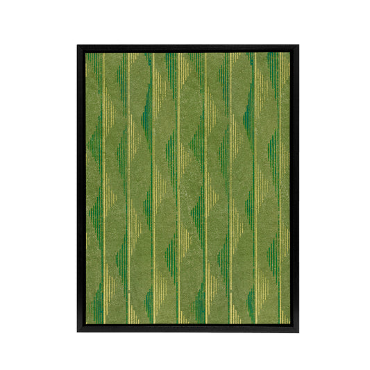 Green Lines Vintage Pattern Framed Canvas Wall Art Print Furuya Korin