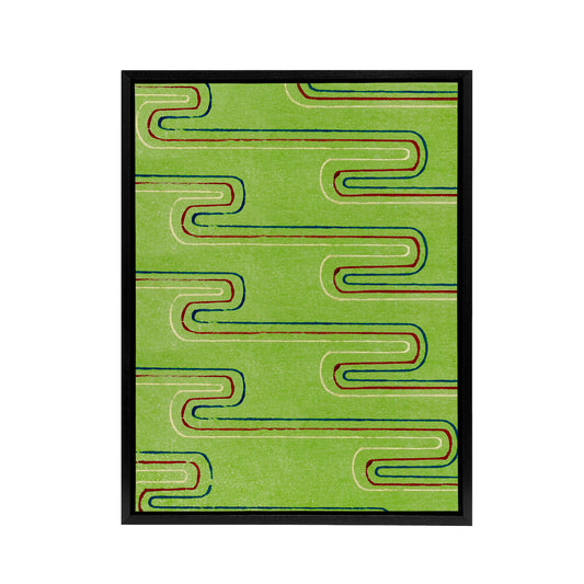 Green Red Line Textile Pattern Framed Canvas Wall Art Print Furuya Korin