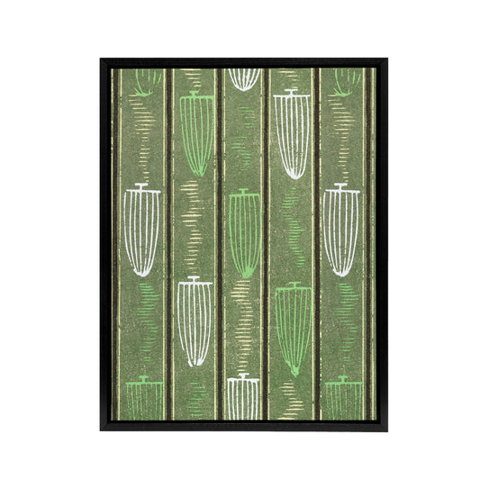 Green Shima Textile Pattern Framed Canvas Wall Art Print Korin
