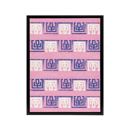 Pink Blue Geometric Pattern Framed Canvas Wall Art Print Furuya Korin