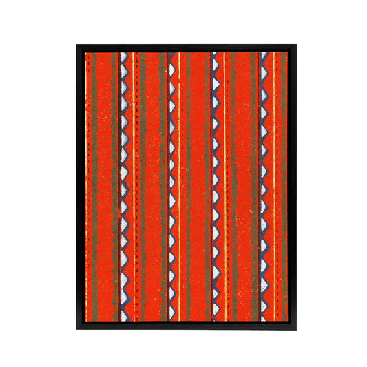 Red Geometric Textile Pattern Framed Canvas Wall Art Print Furuya Korin