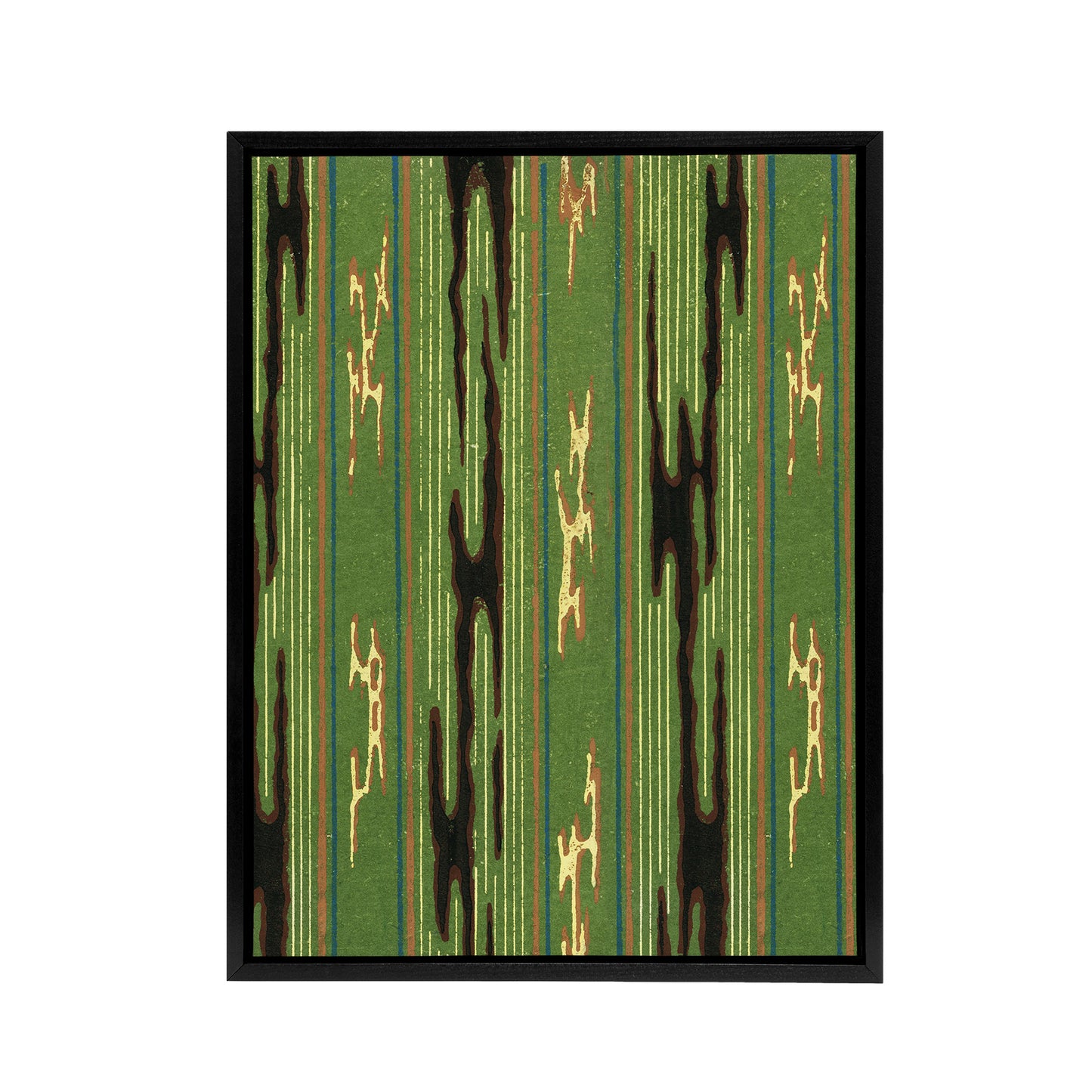Vintage Green Textile Pattern Framed Canvas Wall Art Print Furuya Korin