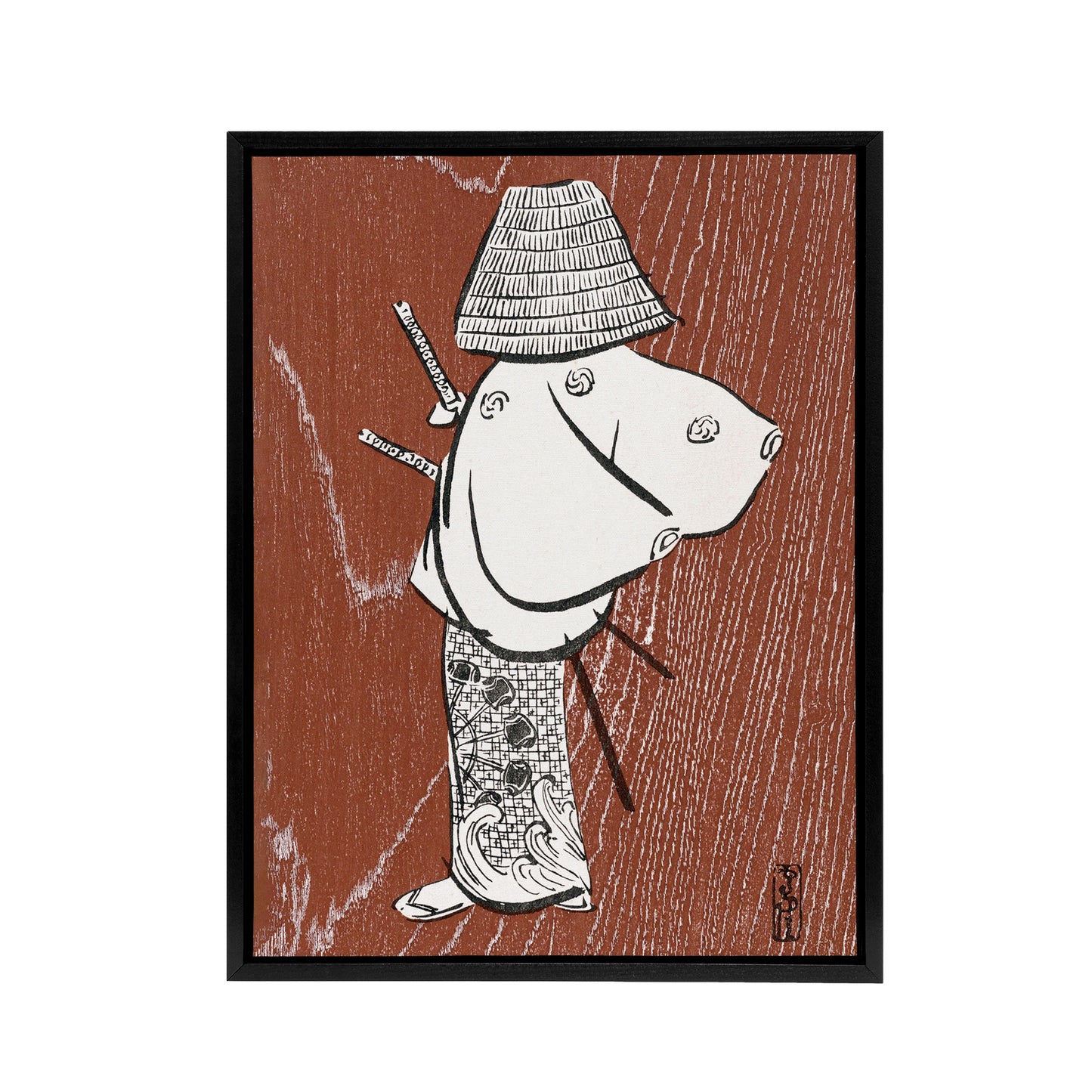 Samurai 1920 Vintage Japanese Framed Canvas Wall Art Print Sekka