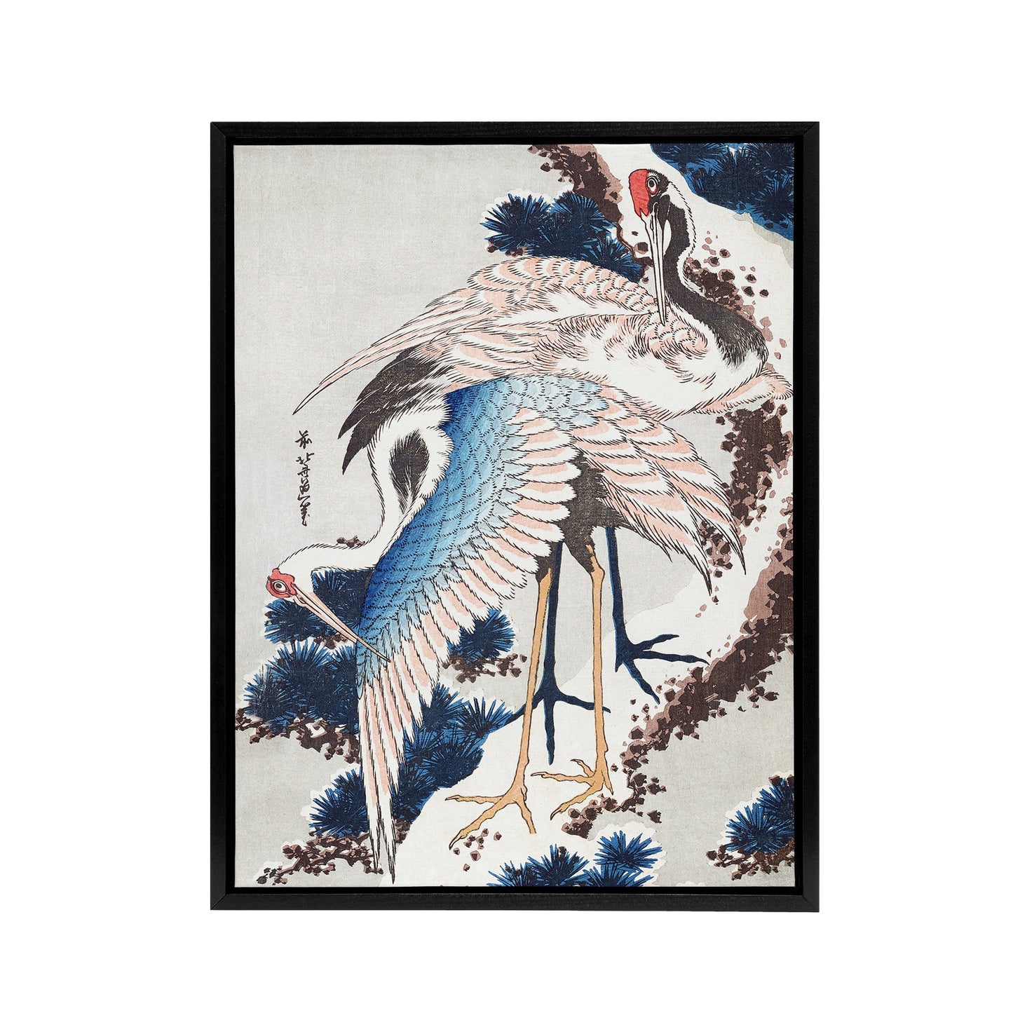 Cranes On A Snowy Tree Framed Canvas Wall Art Print Katsushika Hokusai