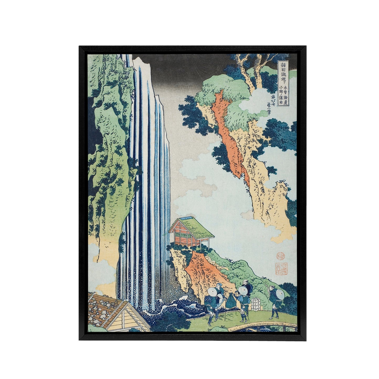 Ono Waterfall on Kisokaido Road Framed Canvas Wall Art Print Hokusai