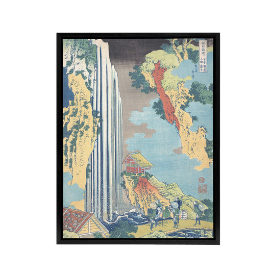 Ono Waterfall On The Kisokaido Framed Canvas Wall Art Print Hokusai