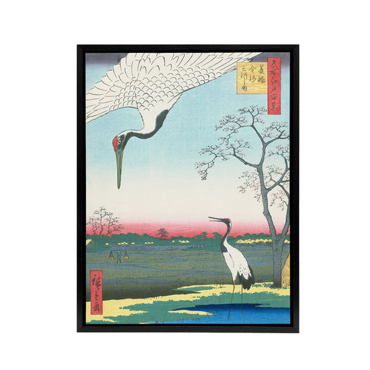 Minowa Kanasugi Mikawashima Crane Framed Canvas Wall Art Print Hiroshige