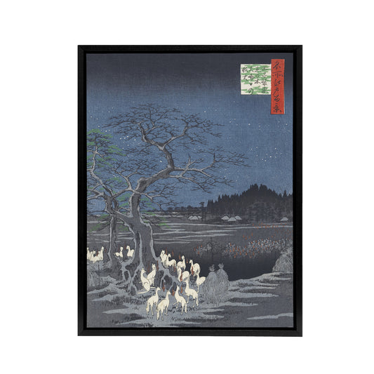 New Years Eve Foxfires Tree Japan Framed Canvas Wall Art Print Hiroshige