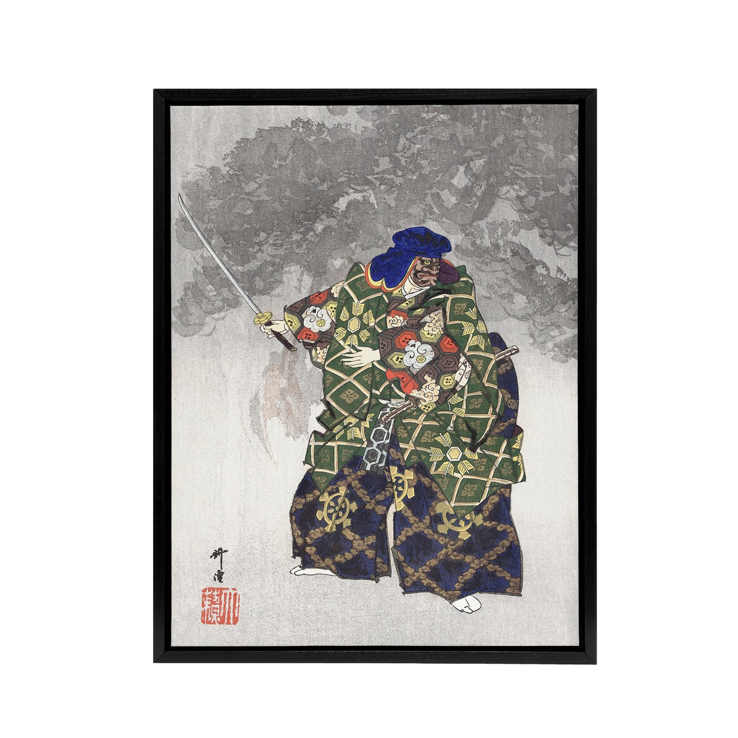 Noh Play Eboshiori Actor Costume Framed Canvas Wall Art Print Tsukioka