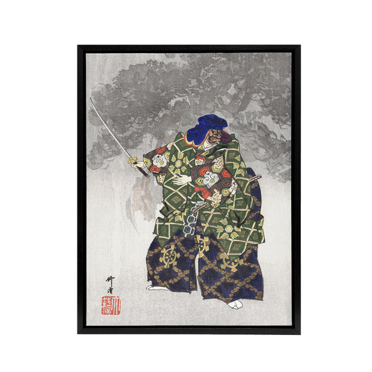 Noh Play Eboshiori Actor Costume Framed Canvas Wall Art Print Tsukioka