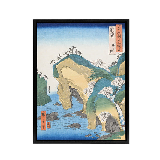 Noto Province Waterfall Bay Framed Canvas Wall Art Print Hiroshige