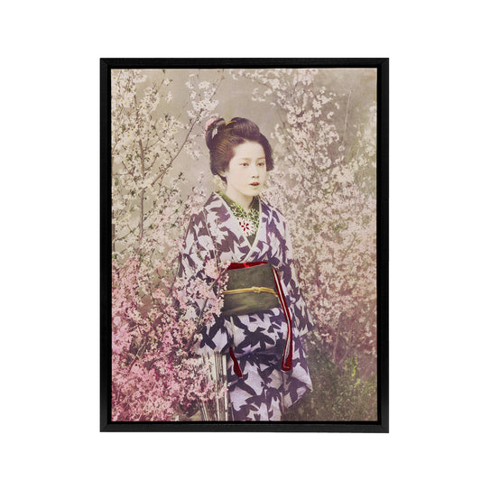 Geisha And Cherry Blossom Framed Canvas Wall Art Print Ogawa Kazumasa