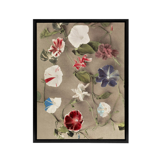 Group Of Morning Glories Framed Canvas Wall Art Print Ogawa Kazumasa