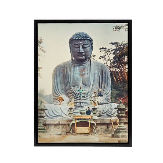 The Bronze Buddha at Kamakura Framed Canvas Wall Art Print Kazumasa