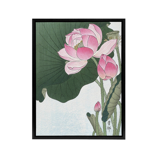 Blooming Lotus Flowers Framed Canvas Wall Art Print Ohara Koson