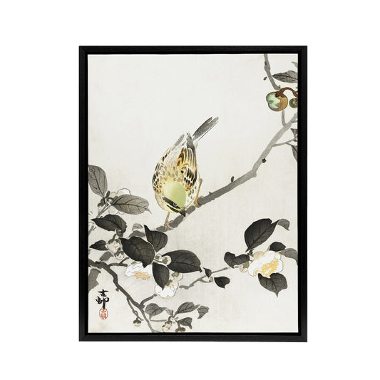 Bunting On Blossom Branch Framed Canvas Wall Art Print Ohara Koson