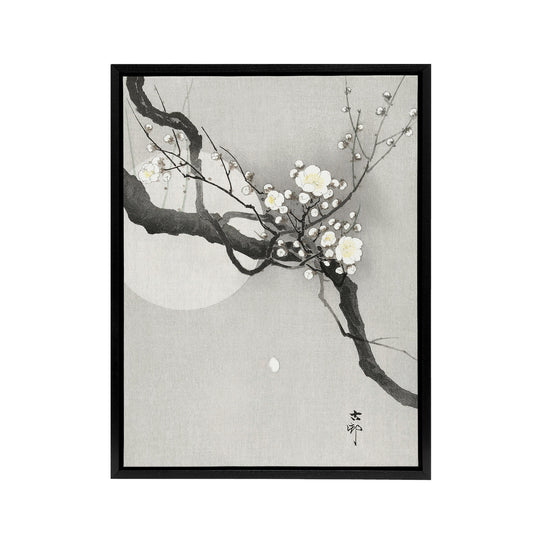 Plum Blossom And Full Moon Framed Canvas Wall Art Print Ohara Koson