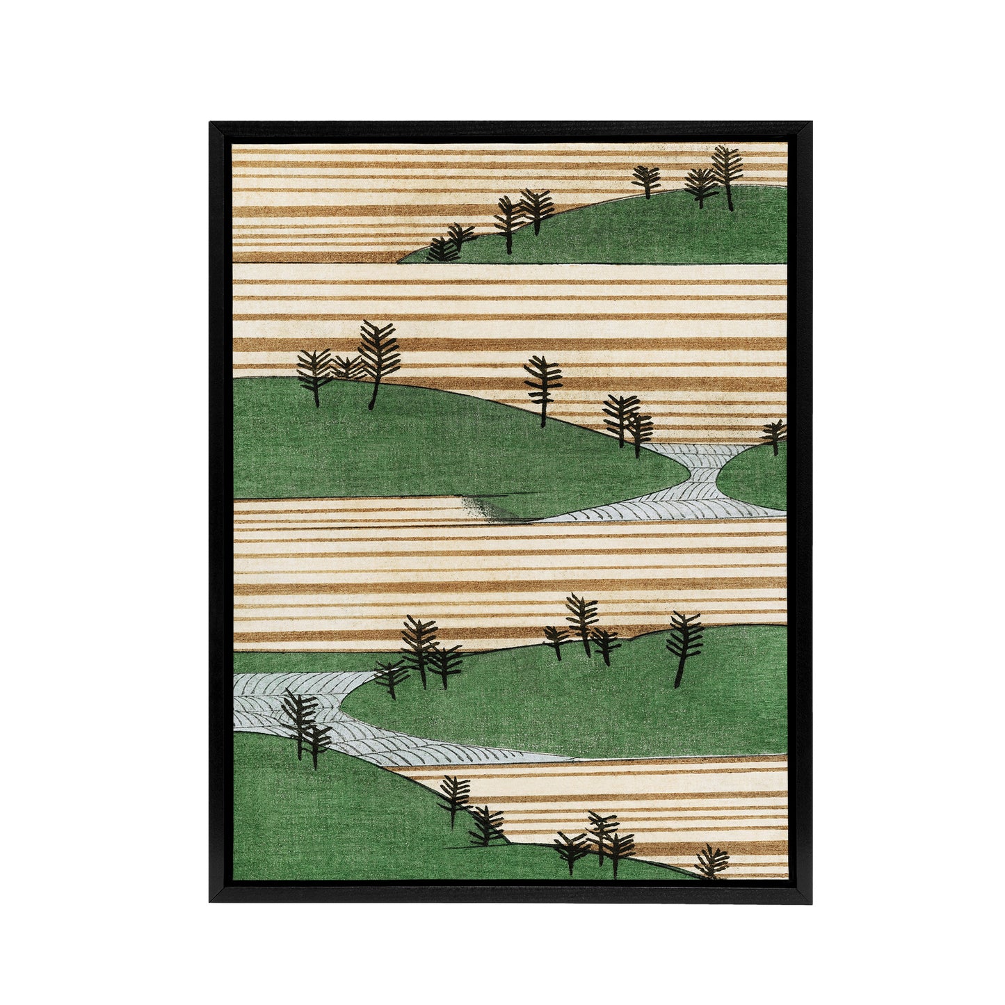 Landscape With Hills Pattern Framed Canvas Wall Art Print Bijutsukai