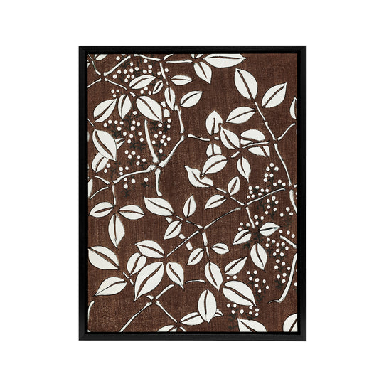 Tree Branch and Leaf Pattern Framed Canvas Wall Art Print Bijutsukai