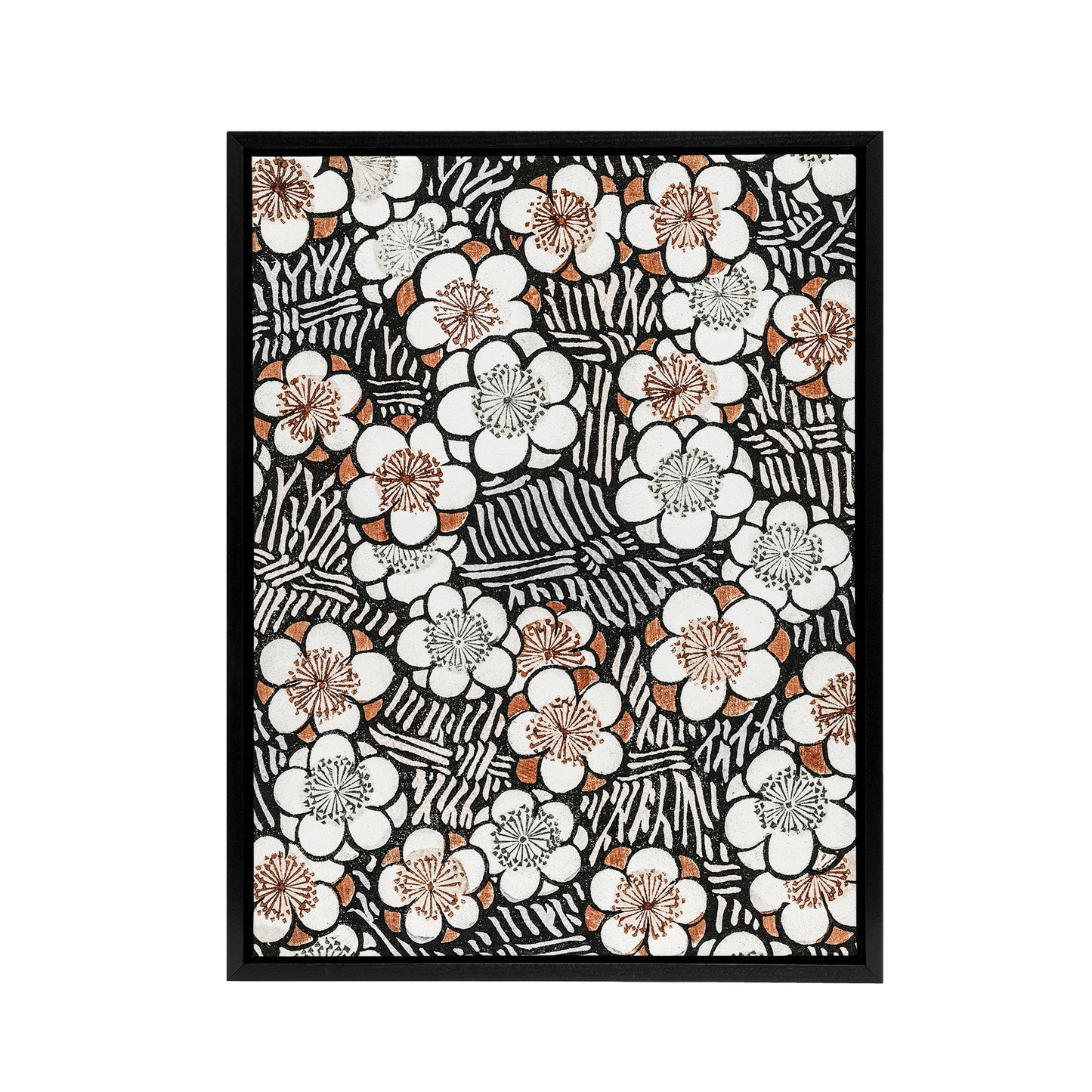 Flowerbed Floral Pattern Framed Canvas Wall Art Print Shin Bijutsukai