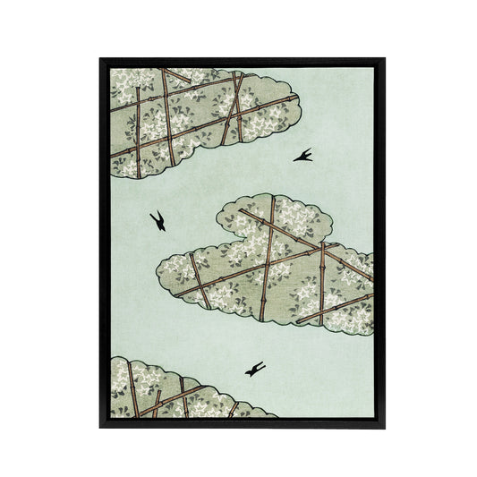 Abstract Floral Sky Illustration Framed Canvas Wall Art Print Bijutsukai