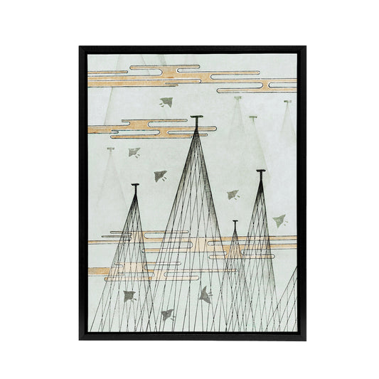 Skyscape With Birds Flying Framed Canvas Wall Art Print Shin Bijutsukai