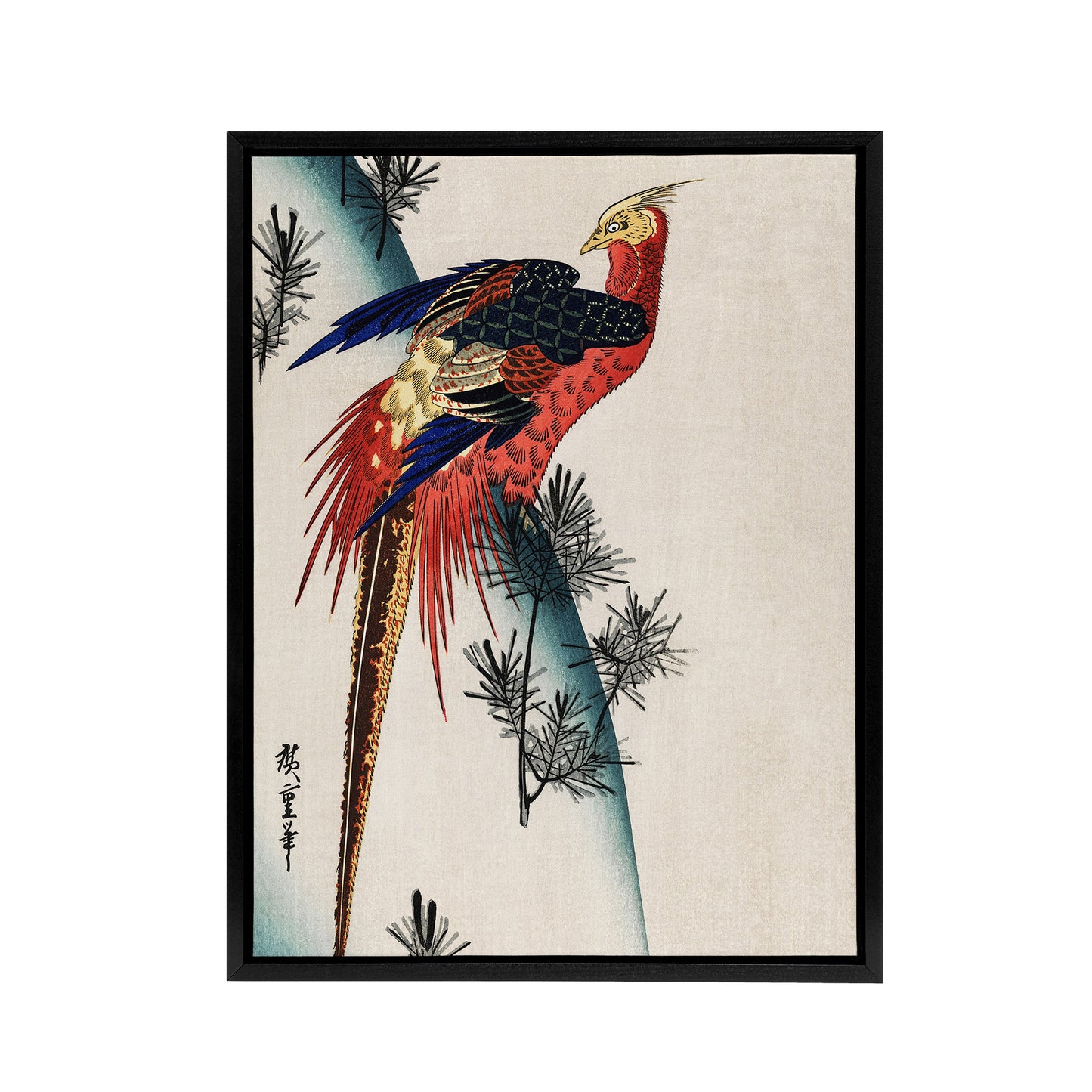Pheasant and Small Pine Framed Canvas Wall Art Print Utagawa Hiroshige