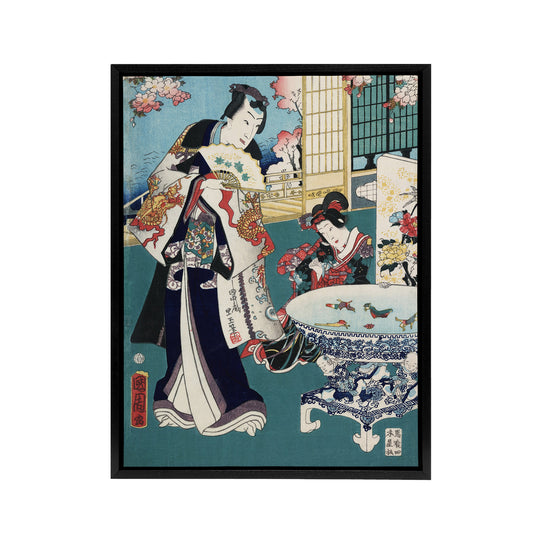 Spring Outing in a Villa Framed Canvas Wall Art Print Toyohara Kunichika