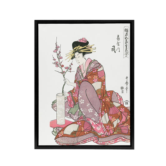 Courtesan Tsukasa Of Ogiya Framed Canvas Wall Art Print Utamaro Kitagawa