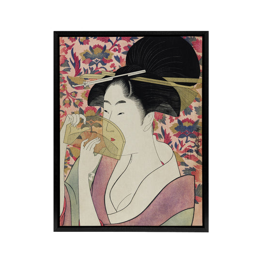 Woman With A Comb Portrait Framed Canvas Wall Art Print Utamaro Kitagawa